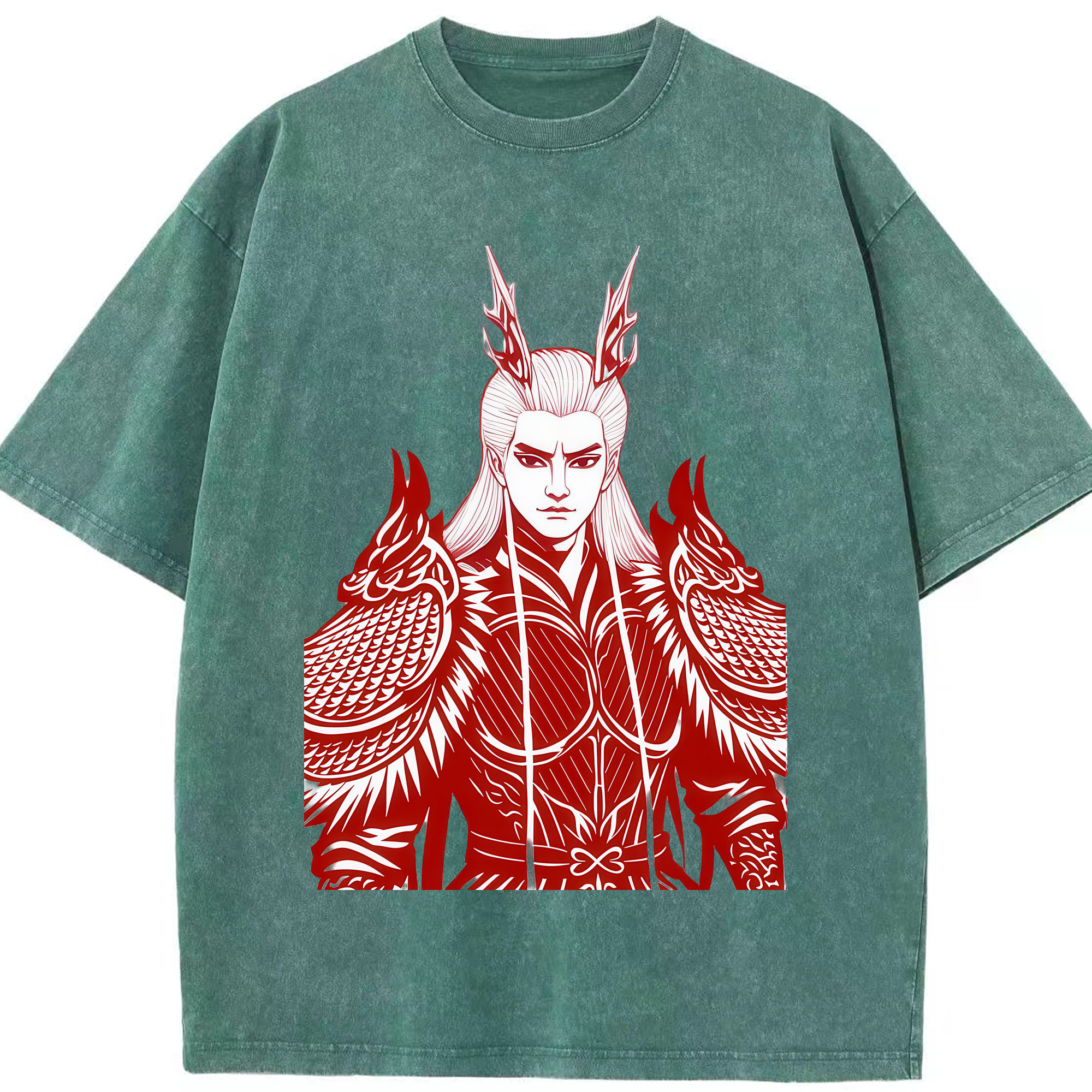 （画像用） Ne Zha 2 ナタ 魔童の大暴れ 綿100% ヴィンテージ風 半袖Tシャツ（フロントプリント）